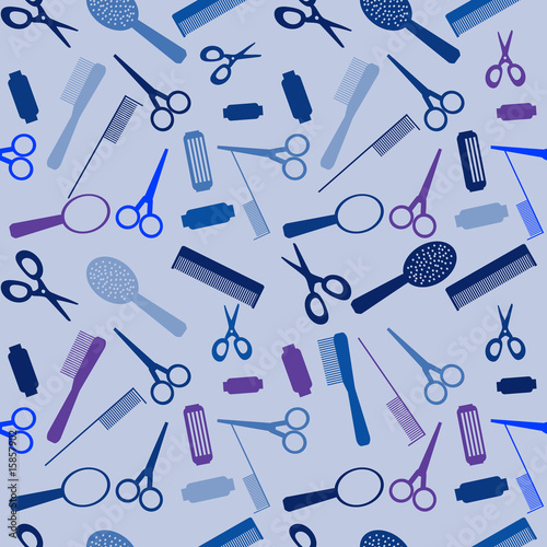 Vector illustration. Seamless hairdressing sallon background