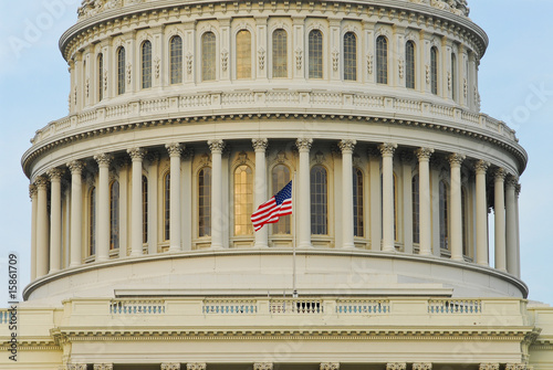 Flag on dome of US Capitol Building