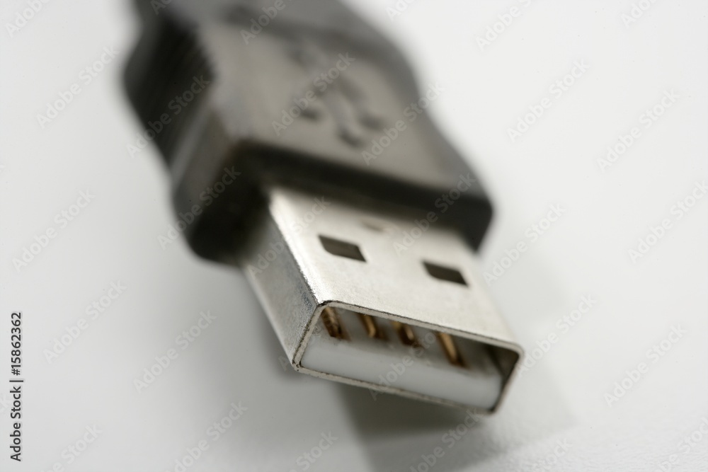 USB connection macro closeup over white USB connection macro closeup over white
