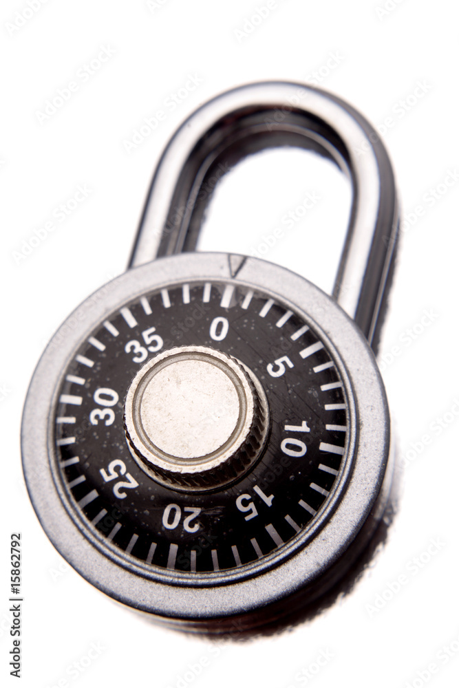 Combination padlock isolated over white Combination padlock isolated over white