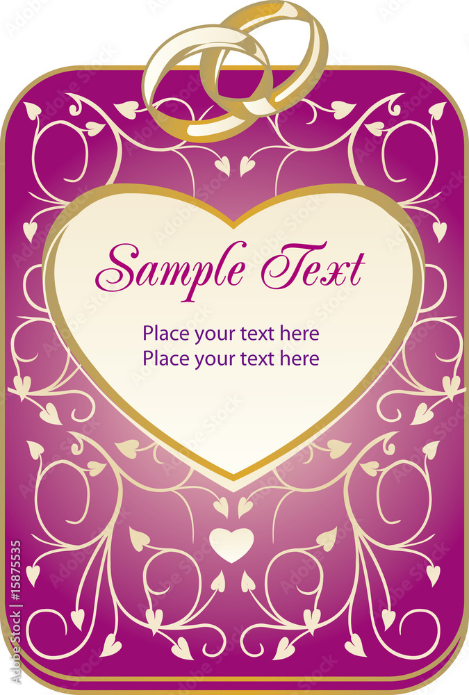 Decorative card with weding rings Decorative card with weding rings