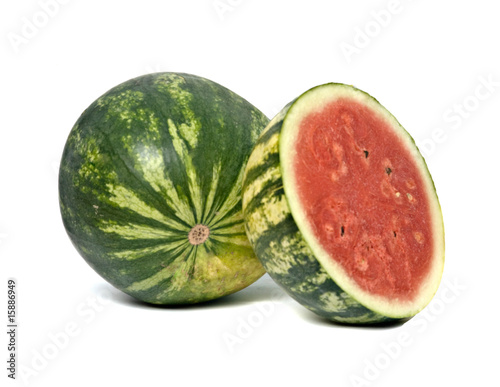 Watermelon and half isolated on white background