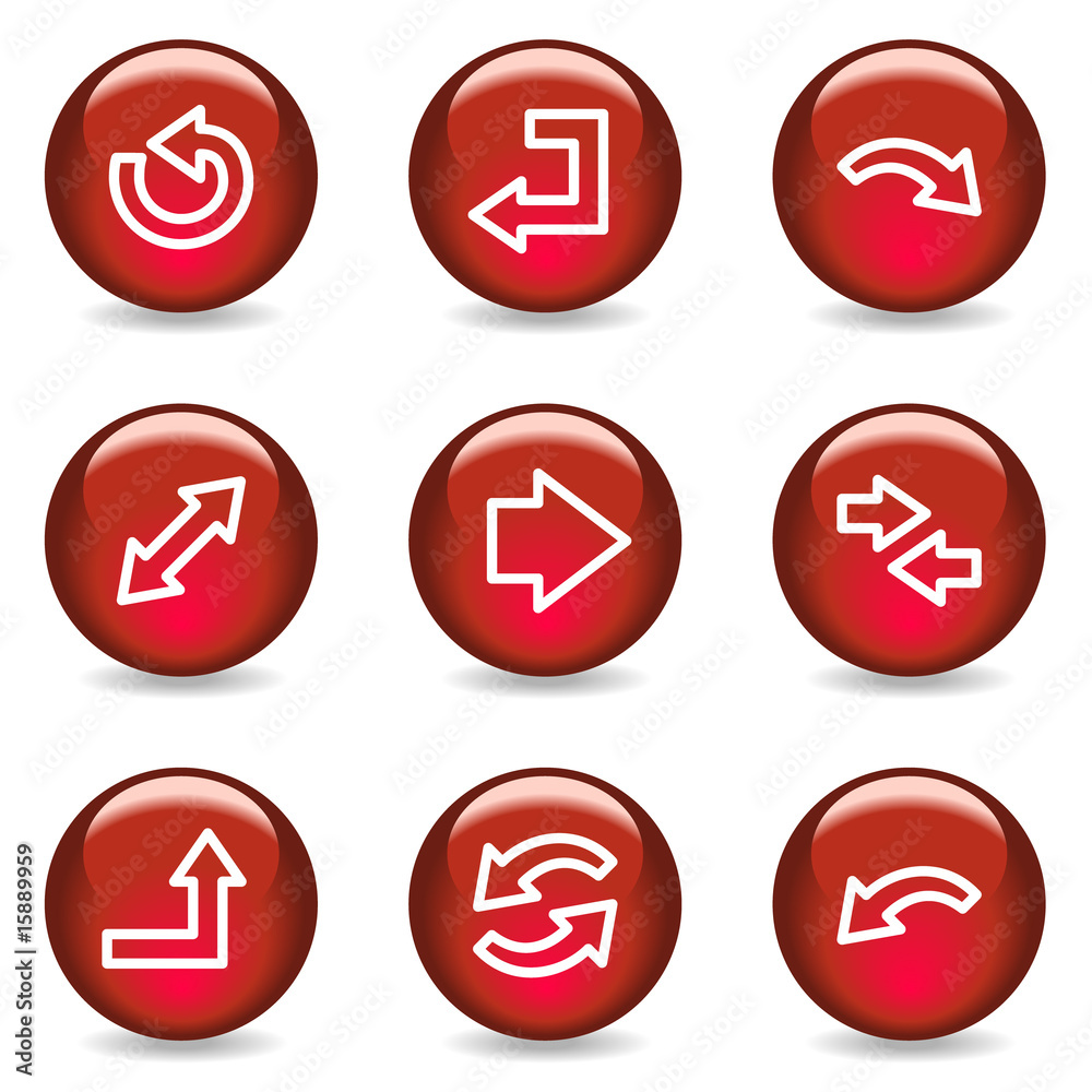 Arrows web icons, red glossy series Arrows web icons, red glossy series