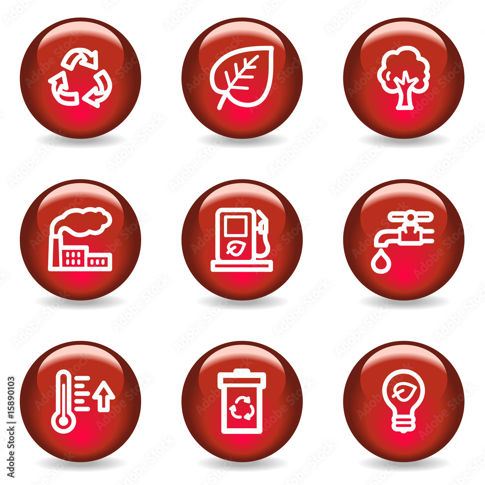 Ecology web icons, red glossy series