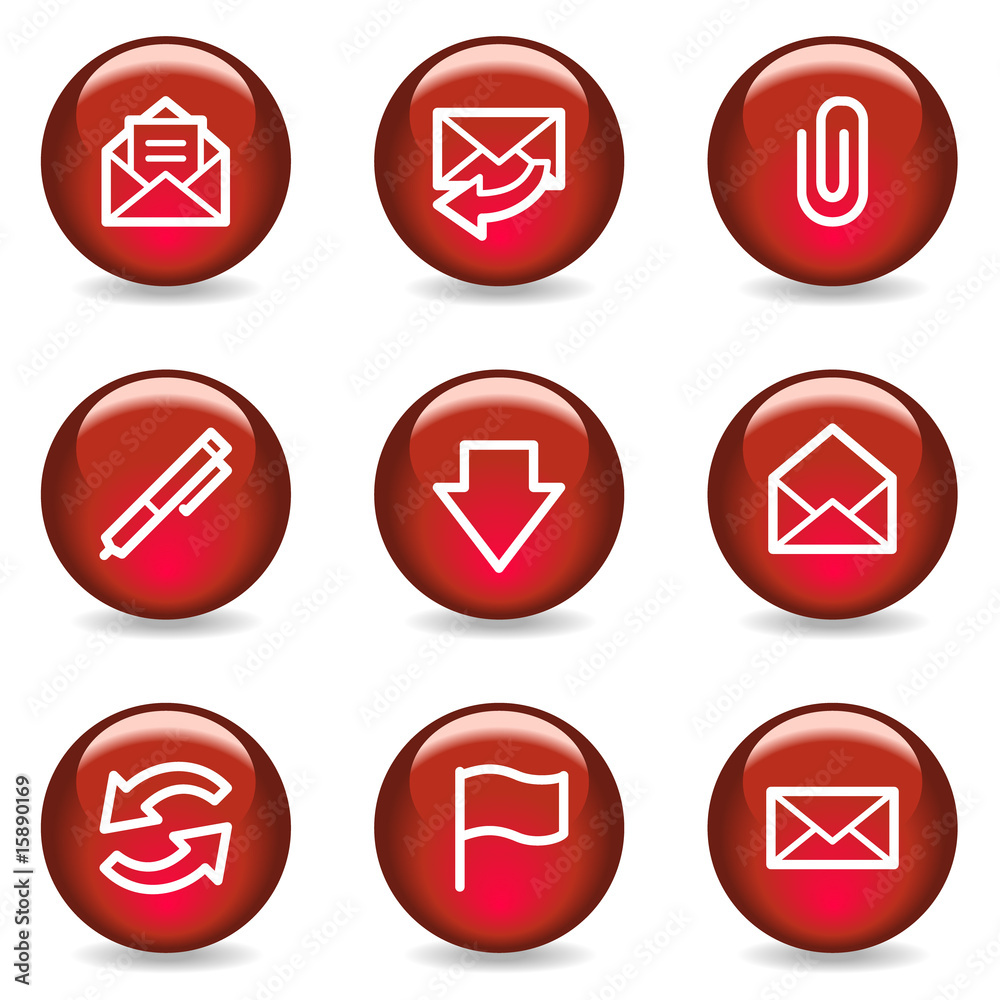 E-mail web icons, red glossy series E-mail web icons, red glossy series