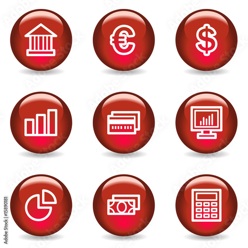 Finance web icons, red glossy series