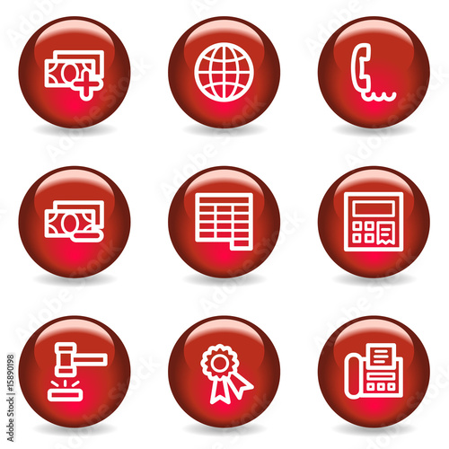 Finance web icons set 2, red glossy series