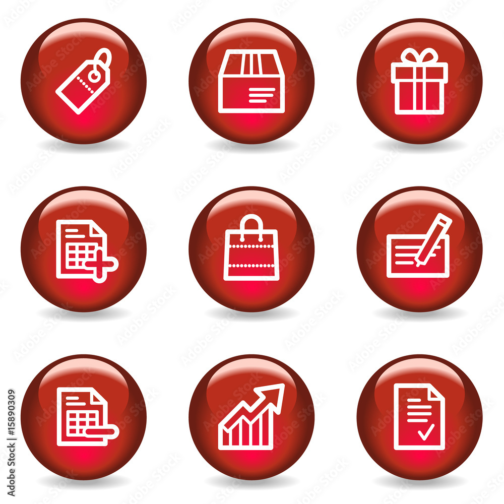 Shopping web icons, red glossy series Shopping web icons, red glossy series