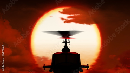 Helicopter on background of the sunset photo