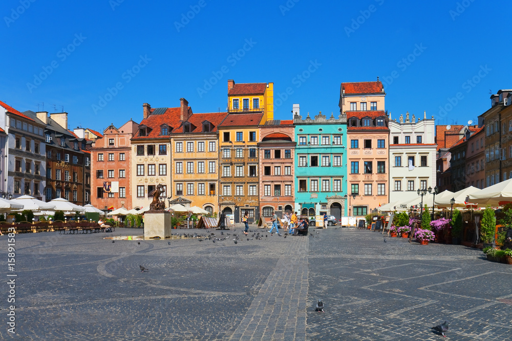 Market square in Warsaw, Poland
