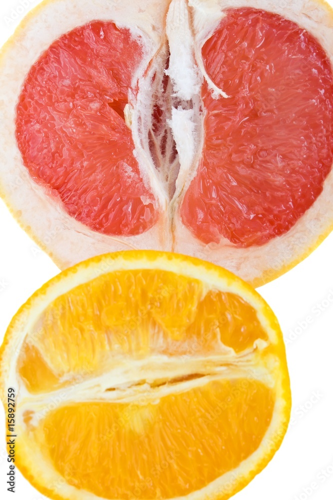 Fresh grapefruit and orange - organic background