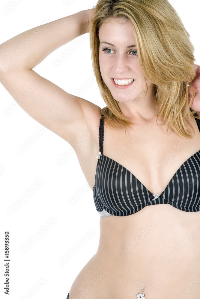 Obraz premium Female model in underwear on white background