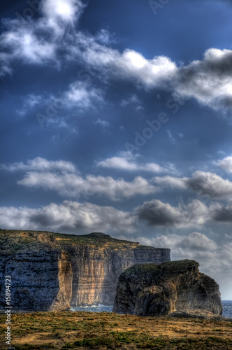 A HDR scenic view of Fungus Rock on the coast of Gozo in the Med