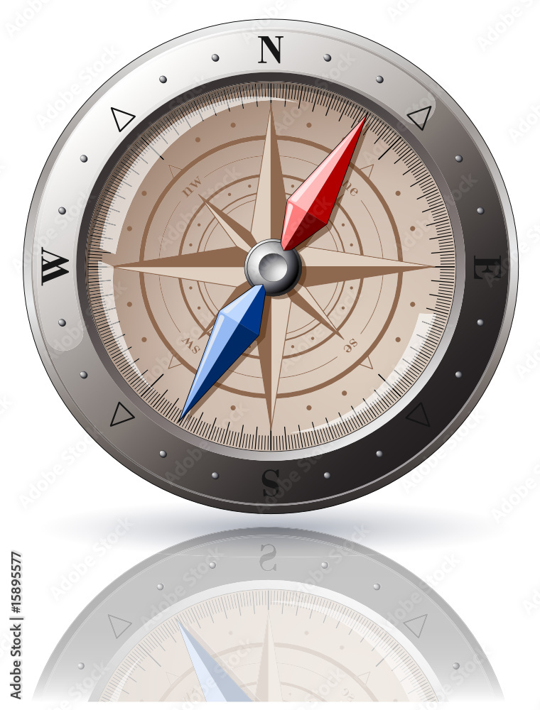 Realistic steel compass isolated on white Realistic steel compass isolated on white