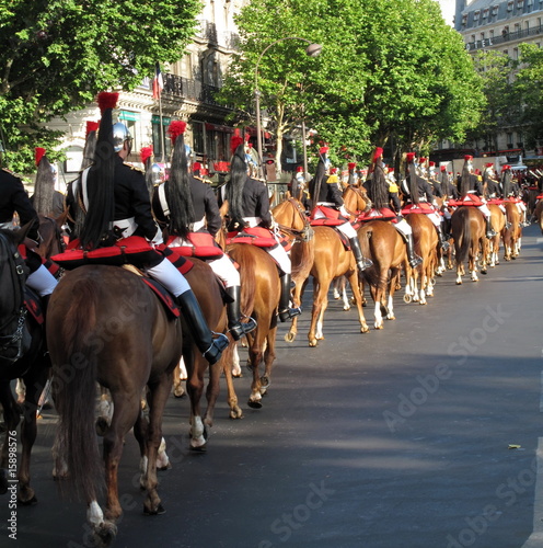 Gardes républicains à cheval, Place de la République. Paris