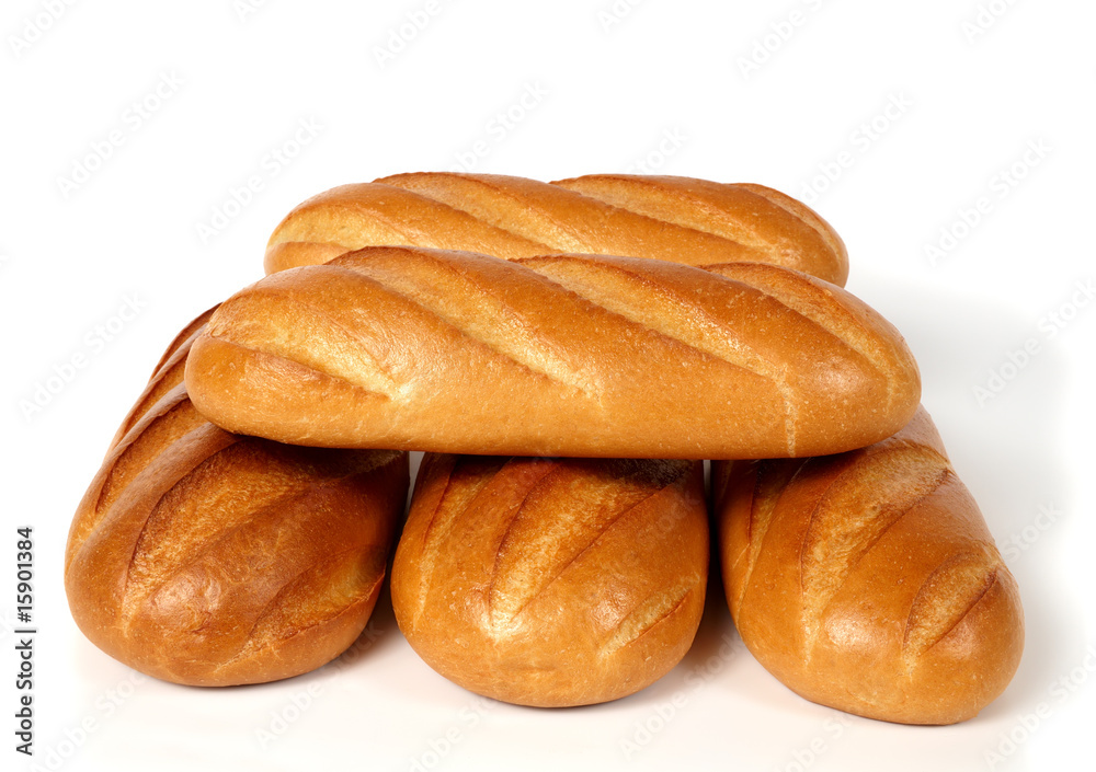 Five loafs of white bread