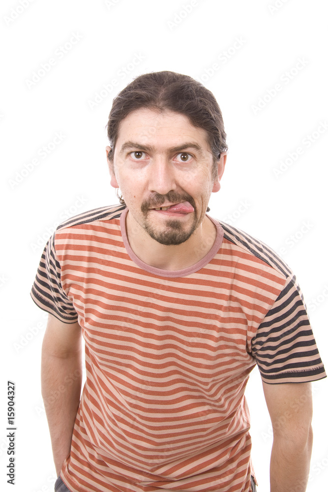 Silly man posing isolated over white background Silly man posing isolated over white background