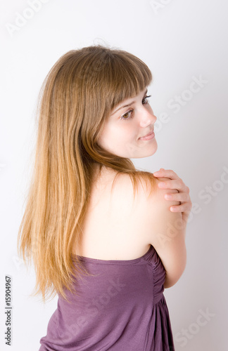 girl in a violet dress