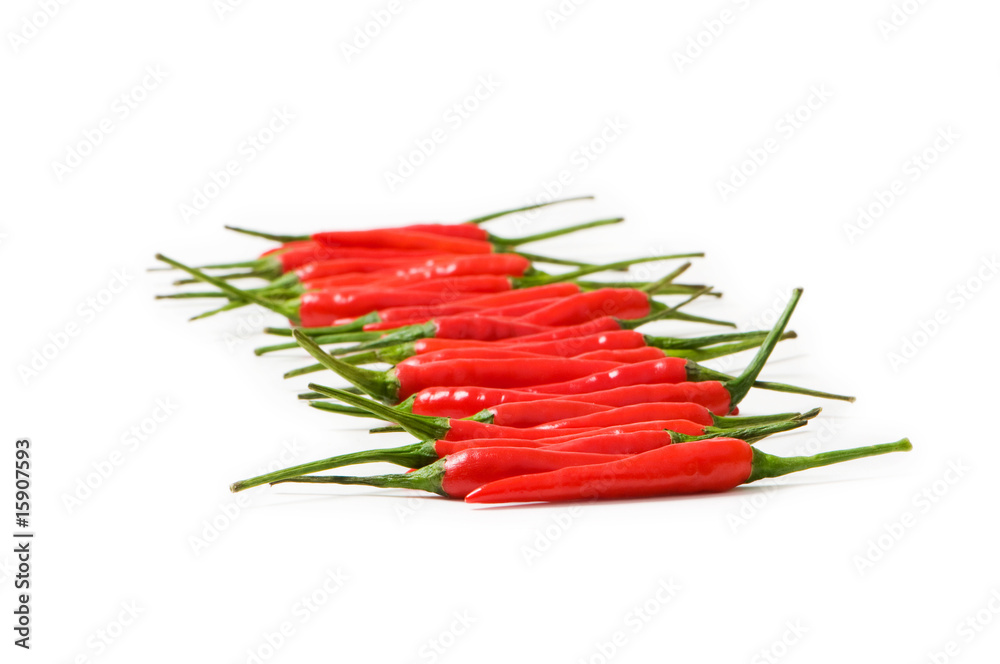 Red chili peppers isolated on the white Red chili peppers isolated on the white