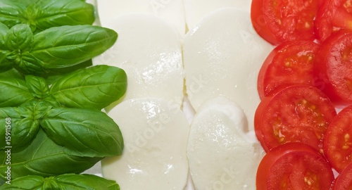 Italian flag made of basil mozzarella and tomato #15911568