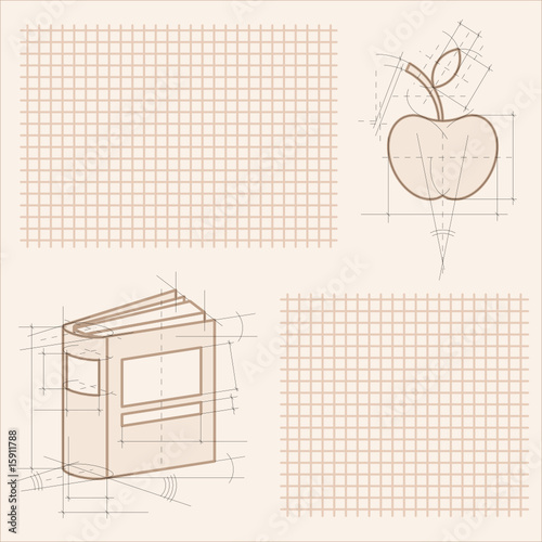 drawings of book and apple