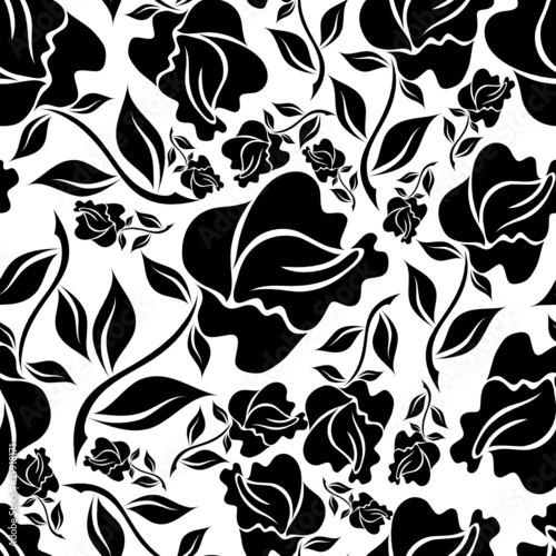 Seamless vintage floral pattern with roses