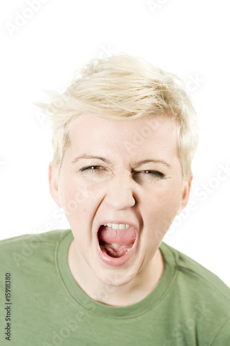 Young woman screaming