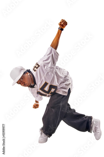 Young hip-hop dancer on white
