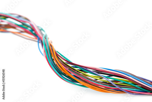 Close-up shot of different colored wires