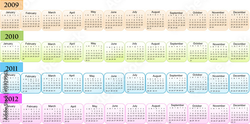 Calendar, New Year 2009, 2010, 2011, 2012 photo