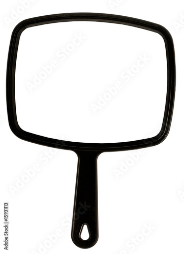 Foto black hand mirror isolated on white background
