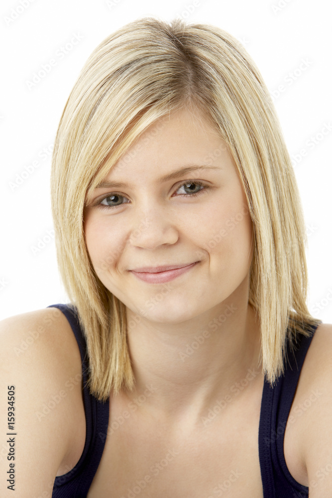 Studio Portrait Of Smiling Teenage Girl Studio Portrait Of Smiling Teenage Girl