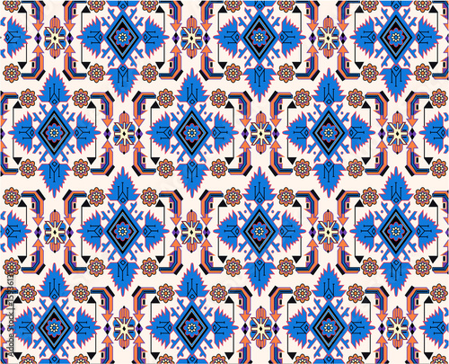 oriental blue white carpet vector