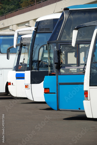 Tourist buses on a parking