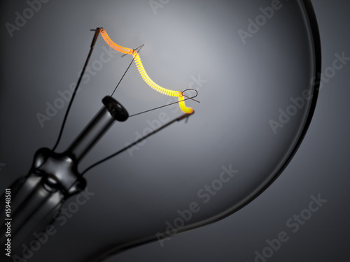 Bulb light over grey