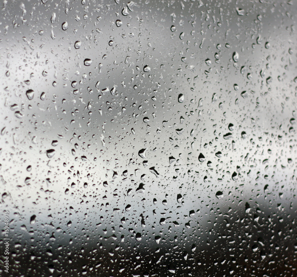 drops of rain on the window glass