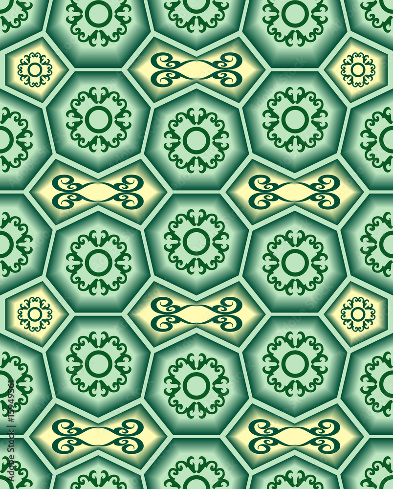 Seamless 3d tile vector pattern with ornament