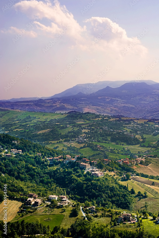 Naklejka premium High Angle view of the hills of San Marino