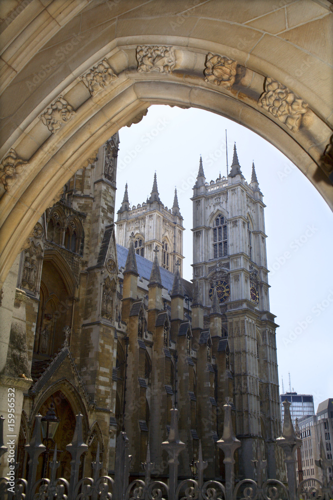 London - east facade of Westminster abbey - morning