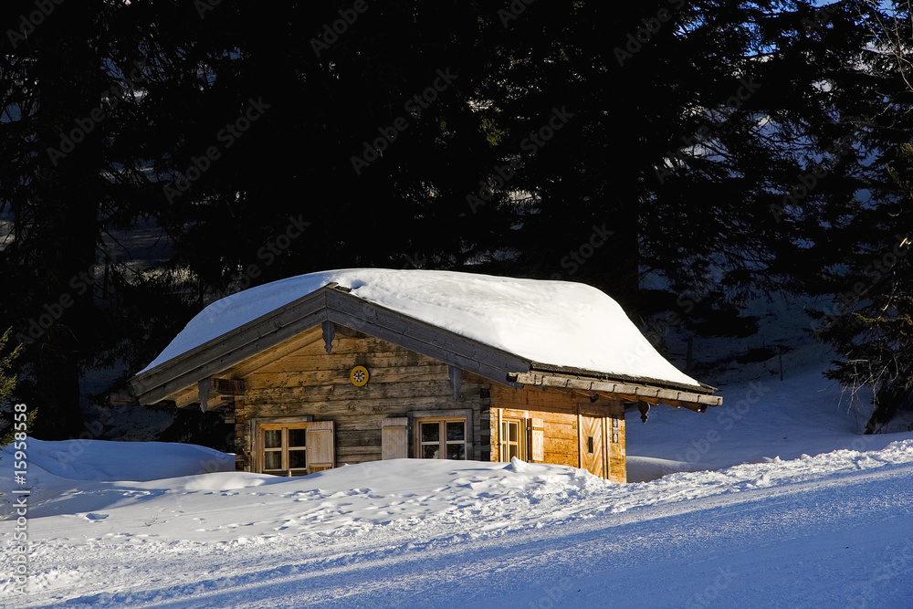 Berghütte im Winter