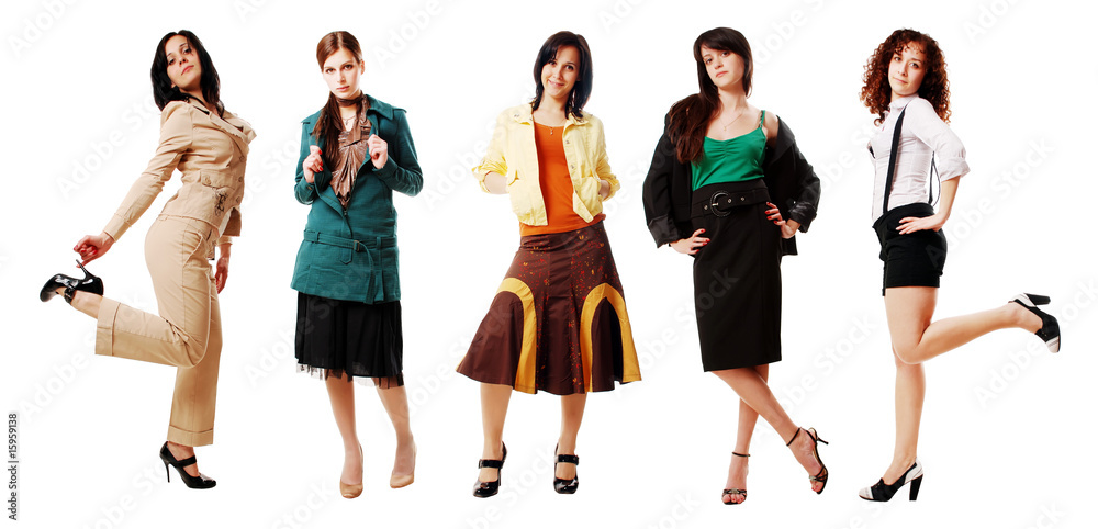 5 business women isolated on a white background