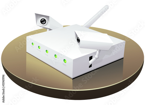 Modem internet et son antenne wifi espion (détouré)