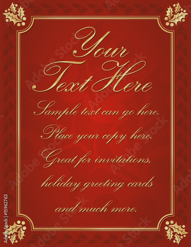 Red & Gold Holly Bordered Background- Room For Your Own Text.