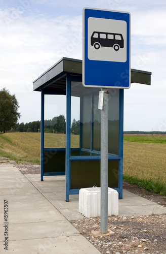 Blue bus stop