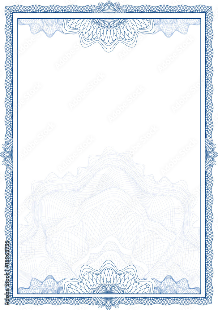 Classic guilloche border for diploma or certificate / vector