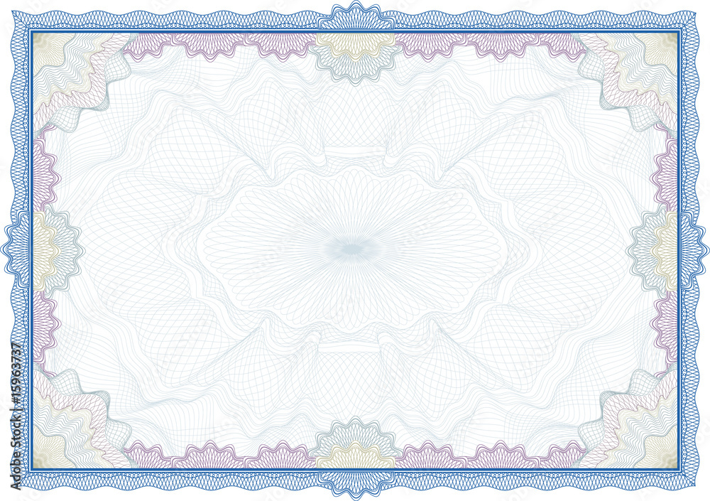 Classic guilloche border for diploma or certificate / vector