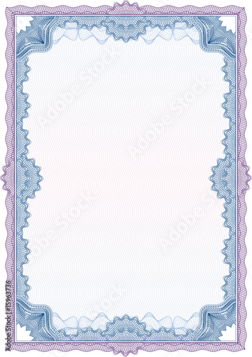 Classic guilloche border for diploma or certificate / vector
