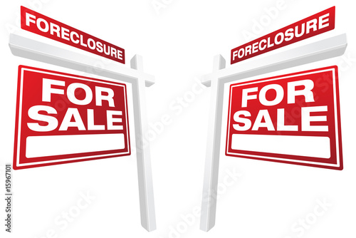 Pair of Vector Red Foreclosure For Sale Real Estate Signs
