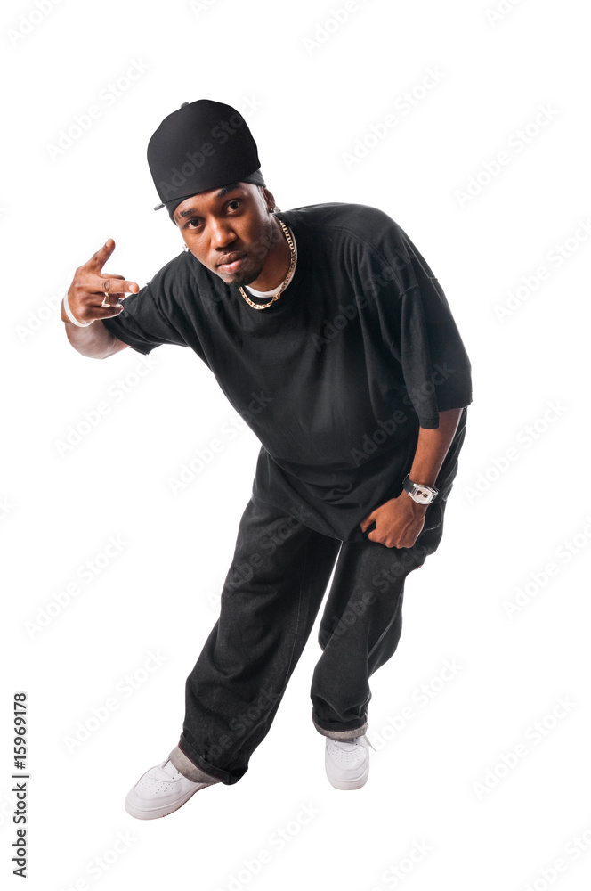 Cool young hip-hop man on white background Cool young hip-hop man on white background