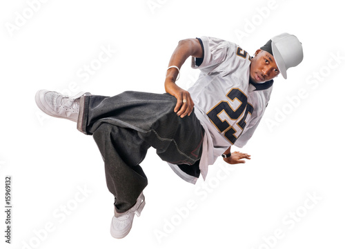 Young hip-hop dancer on white